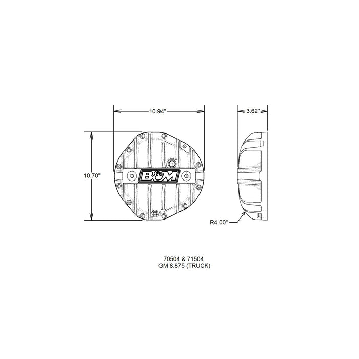 B&M Hi-Tek Aluminum Differential Cover for GM 8.875-inch 12-bolt Truck - Black