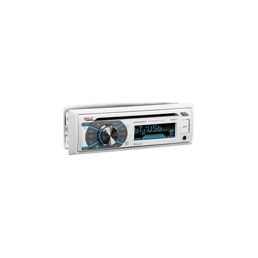 Boss MR508UABW white marine stereo with Bluetooth, CD, USB, and SD playback