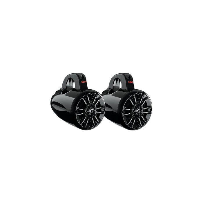 Boss MRWT40 4 inch black weatherproof waketower speakers for marine and outdoor use