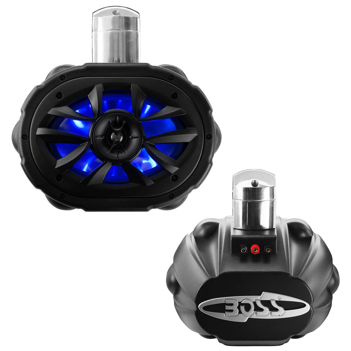 Boss MRWT69RGB 6x9" 4-Way Marine Waketower Speakers with Multi-Color LED Illumination