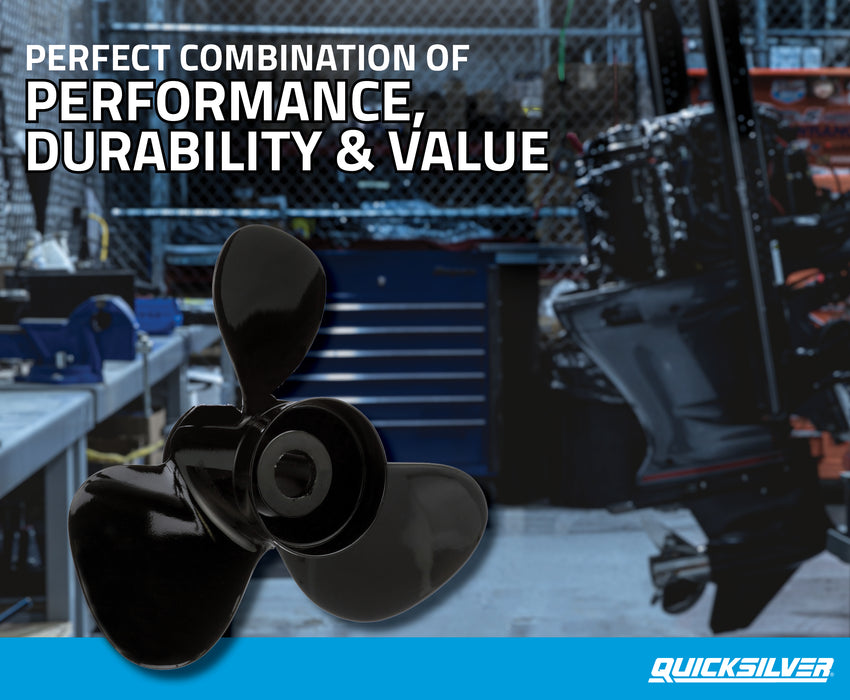 Quicksilver Black Diamond 3-Blade Aluminum Propeller, 14.5" Diameter x 19" Pitch, Right Hand Rotation
