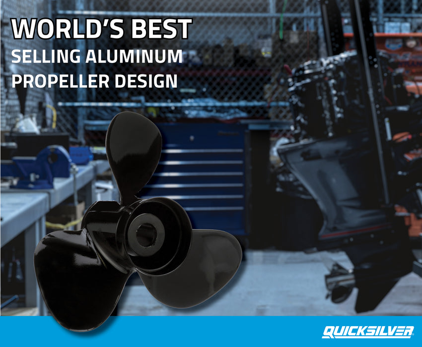 Quicksilver Black Diamond 3-Blade Aluminum Propeller, 14.5" Diameter x 19" Pitch, Right Hand Rotation