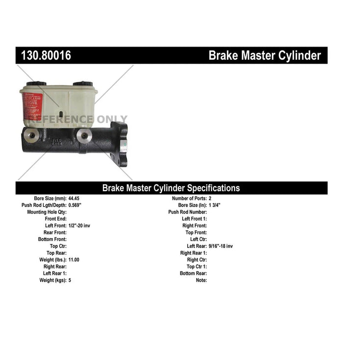 Centric Parts Brake Master Cylinder: MCA39528/130.80016